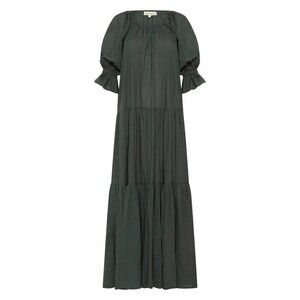 NWT Daughter's of India Sahana Gown in Emerald Green Cotton Maxi Dress L